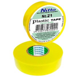 CINTA PARA AISLAR DE PVC No.21 19MM X 18 MTS COLOR AMARILLO, MARCA NITTO
