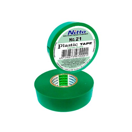 CINTA PARA AISLAR DE PVC No.21 19MM X 18 MTS COLOR VERDE, MARCA NITTO